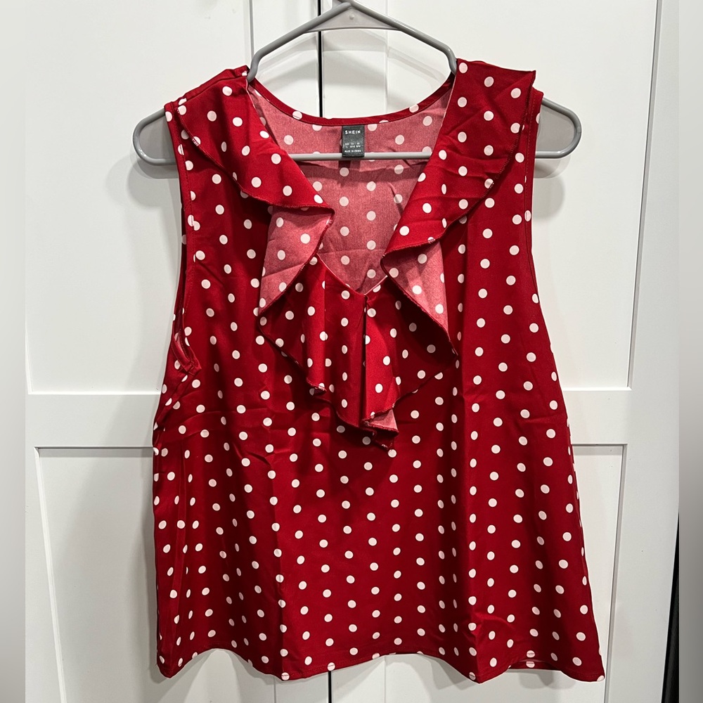 Red Polka dot blouse